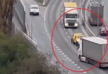 Samulsis kravas auto šoferis Rīgā piedzīvo nepatīkamus brīžus – VIDEO