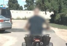 Gada “tēvs”? Pamatīgi iereibis vīrietis ar bērnu uz kvadricikla bēg no policijas – VIDEO