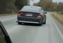 Uz ceļa Latvijā apkārtējo uzmanību piesaista īpatnējs BMW – VIDEO